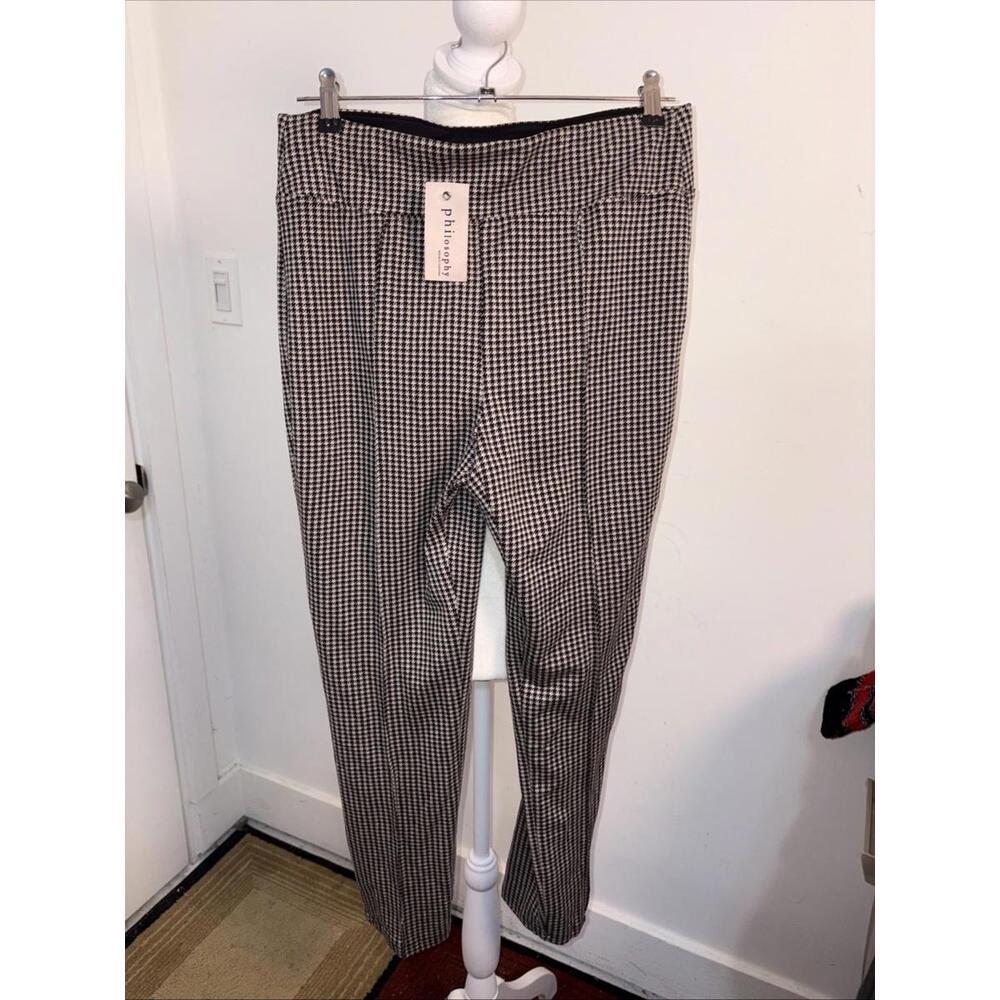 Philosophy Stretch Leggings Med Houndstooth Black Stretch Pull on Pant New NWT